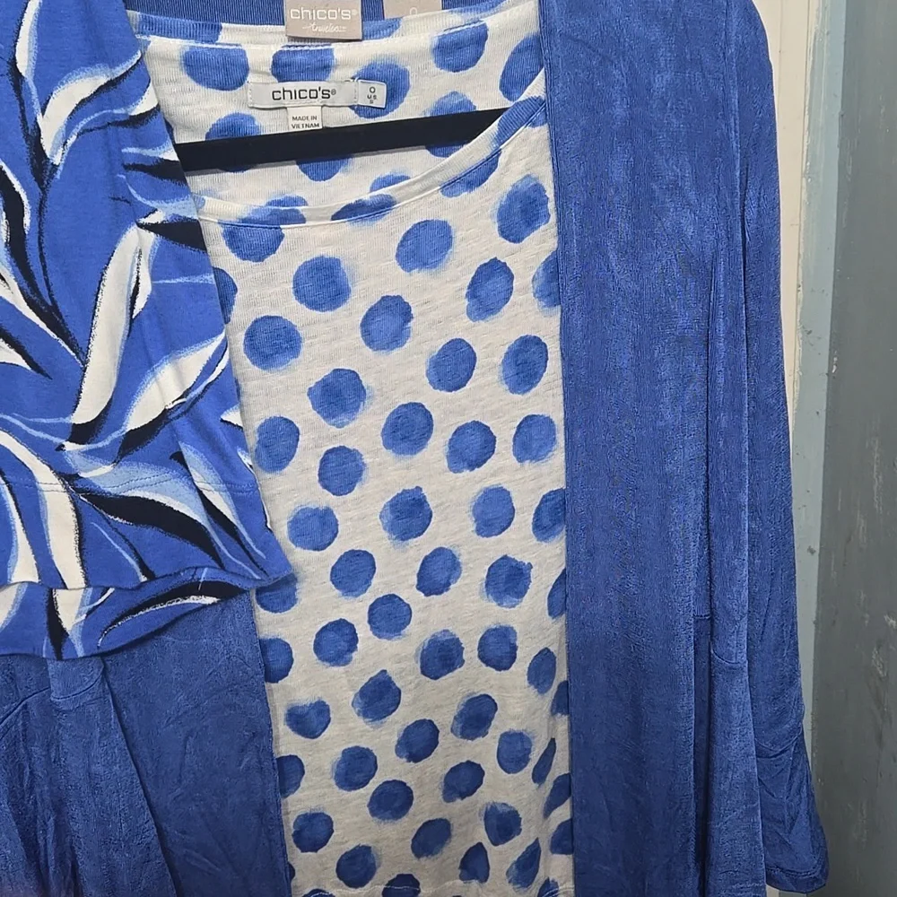 Chico's Southbeach Pantsuit Blue/White Trio - Picture 4 of 10